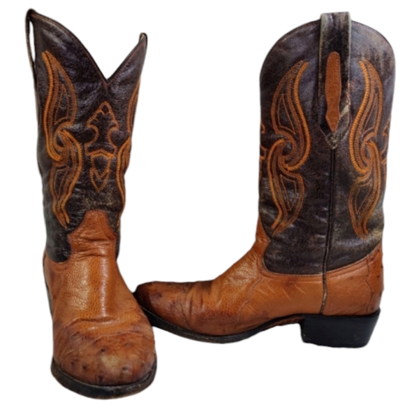 Original Arango's Ostrich Cowboy Western Men's Boots Size 9.5